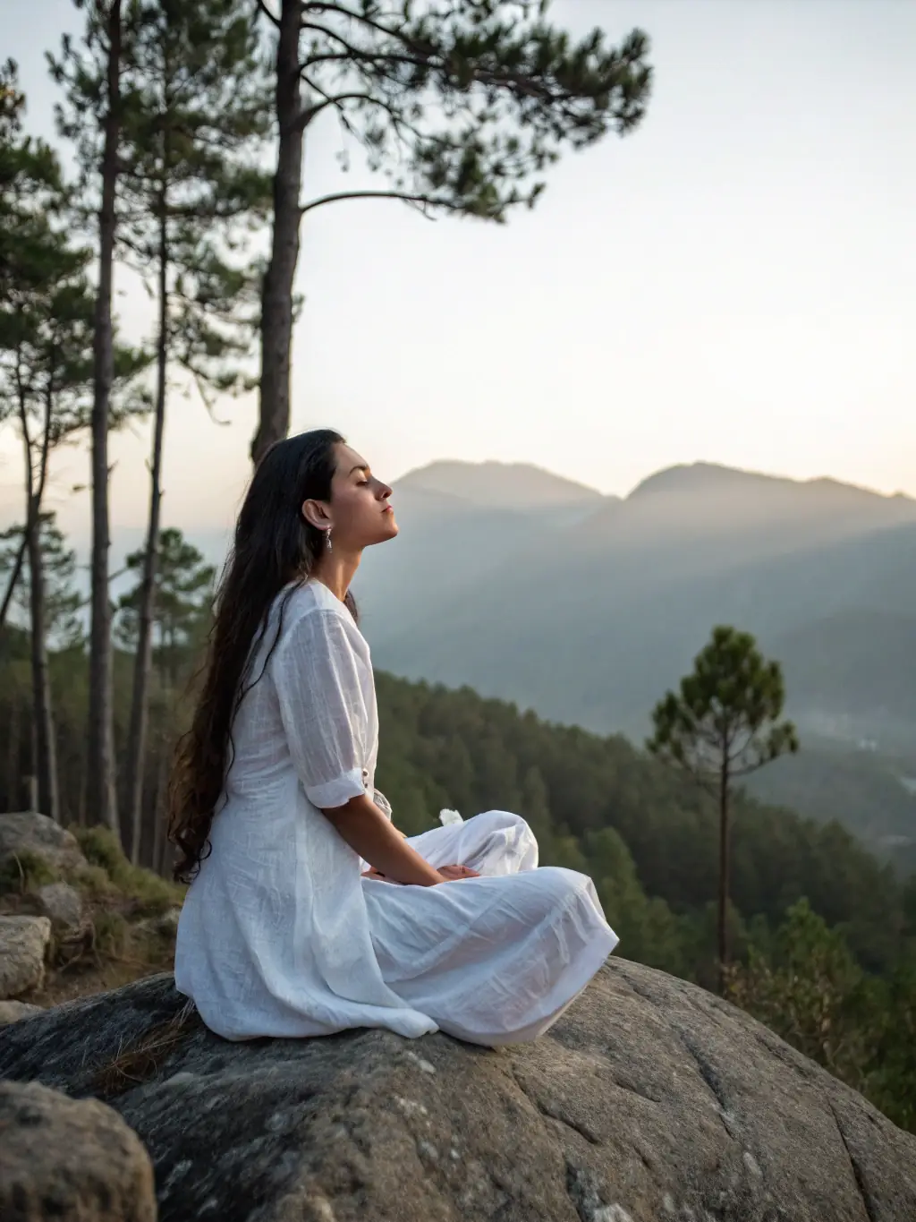 A person meditating in a serene environment, representing overall wellness. The image conveys a sense of calm and balance.